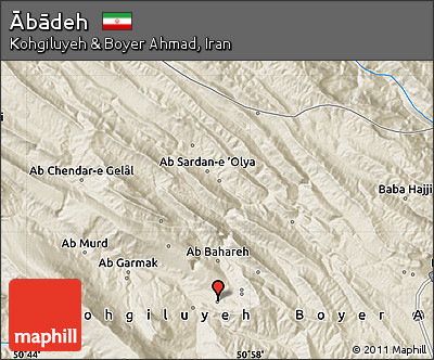 Shaded Relief Map of Ābādeh