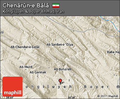 Shaded Relief Map of Chenārūn-e Bālā