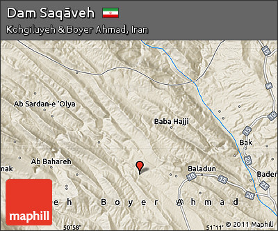 Shaded Relief Map of Dam Saqāveh