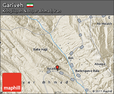 Shaded Relief Map of Garīveh