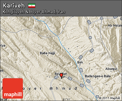 Shaded Relief Map of Karīveh