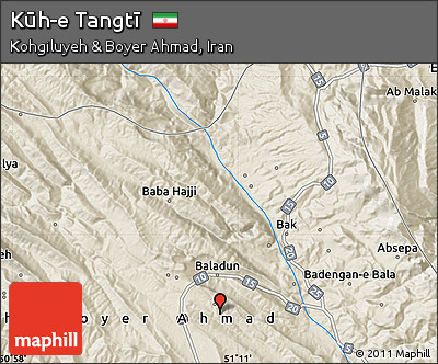 Shaded Relief Map of Kūh-e Tangtī