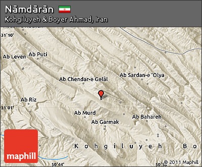 Shaded Relief Map of Nāmdārān