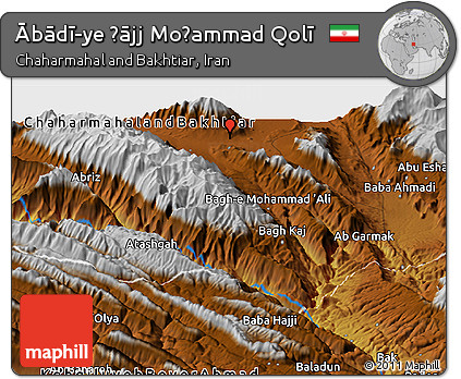 Physical Panoramic Map of Ābādī-ye Ḩājj Moḩammad Qolī
