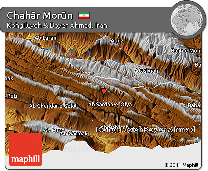 Physical Panoramic Map of Chahār Morūn