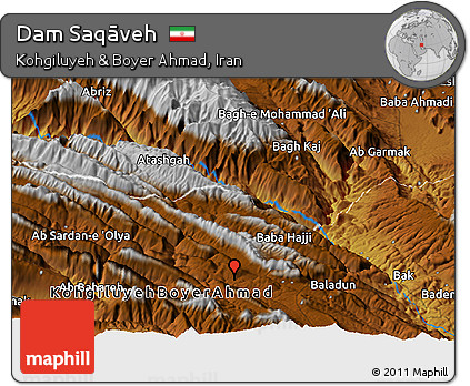 Physical Panoramic Map of Dam Saqāveh