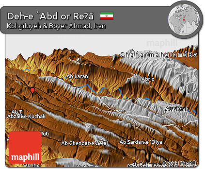 Physical Panoramic Map of Deh-e `Abd Or Reẕā