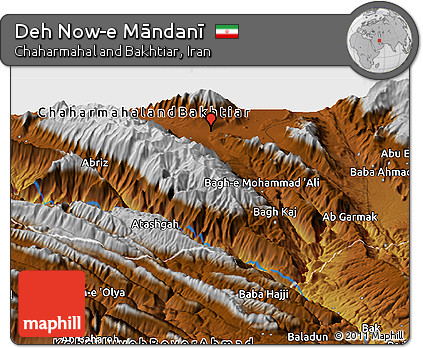 Physical Panoramic Map of Deh Now-e Māndanī