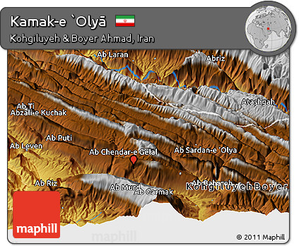 Physical Panoramic Map of Kamak-e `Olyā