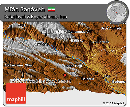 Physical Panoramic Map of Mīān Saqāveh