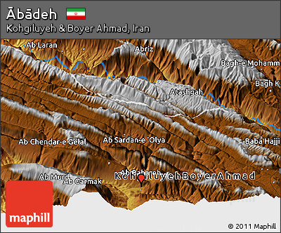 Physical Panoramic Map of Ābādeh