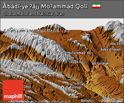 Physical Panoramic Map of Ābādī-ye Ḩājj Moḩammad Qolī