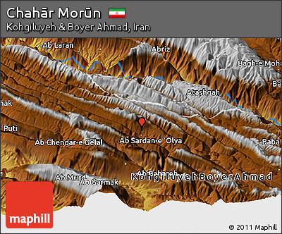 Physical Panoramic Map of Chahār Morūn