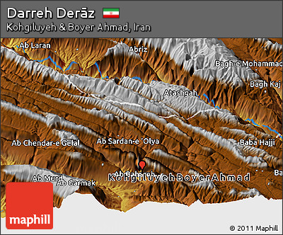 Physical Panoramic Map of Darreh Derāz