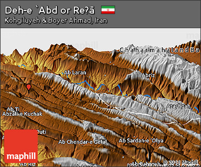 Physical Panoramic Map of Deh-e `Abd Or Reẕā