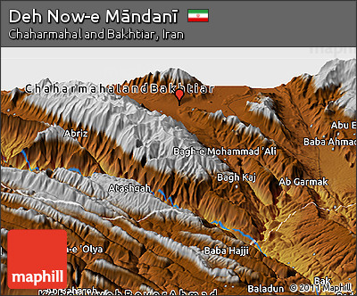 Physical Panoramic Map of Deh Now-e Māndanī