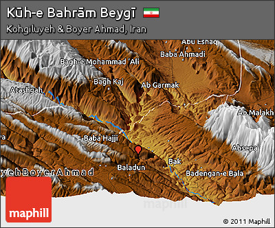 Physical Panoramic Map of Kūh-e Bahrām Beygī
