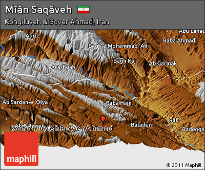 Physical Panoramic Map of Mīān Saqāveh