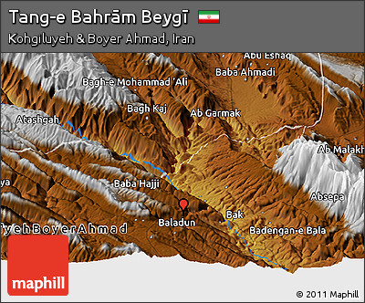 Physical Panoramic Map of Tang-e Bahrām Beygī