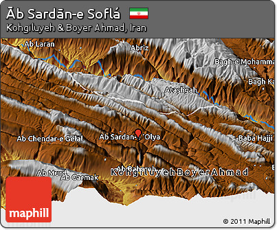 Physical Panoramic Map of Āb Sardān-e Soflá