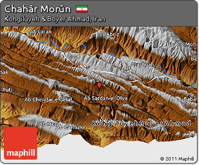 Physical Panoramic Map of Chahār Morūn