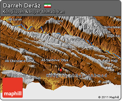 Physical Panoramic Map of Darreh Derāz