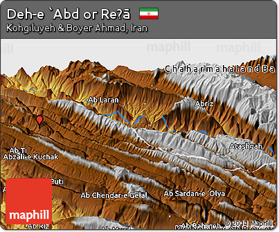 Physical Panoramic Map of Deh-e `Abd Or Reẕā