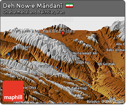 Physical Panoramic Map of Deh Now-e Māndanī