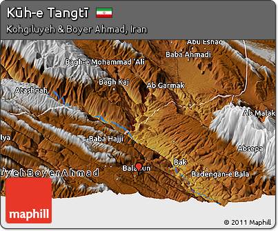 Physical Panoramic Map of Kūh-e Tangtī