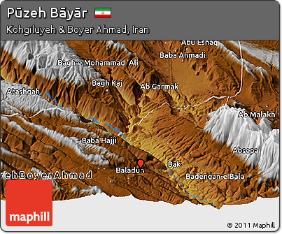 Physical Panoramic Map of Pūzeh Bāyār