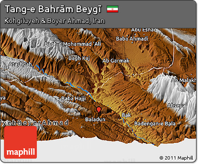 Physical Panoramic Map of Tang-e Bahrām Beygī