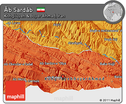 Political Panoramic Map of Āb Sardāb