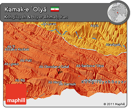 Political Panoramic Map of Kamak-e `Olyā
