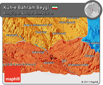 Political Panoramic Map of Kūh-e Bahrām Beygī