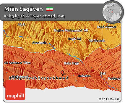 Political Panoramic Map of Mīān Saqāveh