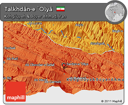 Political Panoramic Map of Talkhdān-e `Olyā