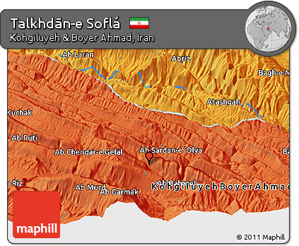 Political Panoramic Map of Talkhdān-e Soflá