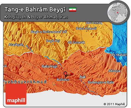 Political Panoramic Map of Tang-e Bahrām Beygī
