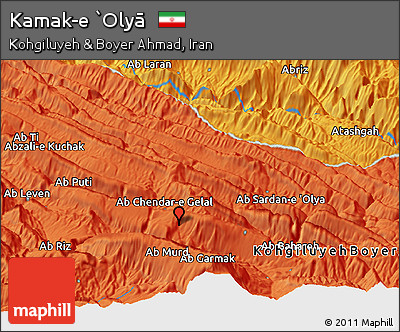 Political Panoramic Map of Kamak-e `Olyā