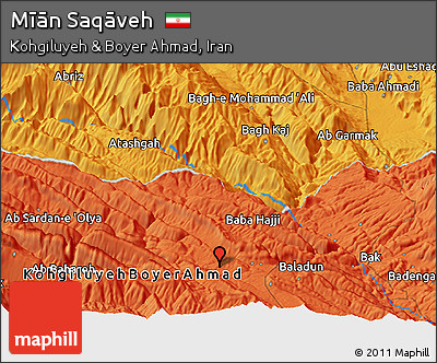 Political Panoramic Map of Mīān Saqāveh