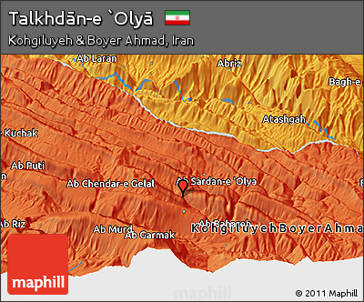 Political Panoramic Map of Talkhdān-e `Olyā