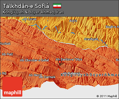 Political Panoramic Map of Talkhdān-e Soflá