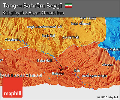 Political Panoramic Map of Tang-e Bahrām Beygī