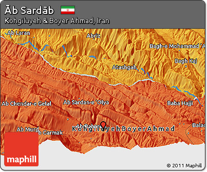 Political Panoramic Map of Āb Sardāb