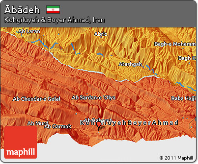 Political Panoramic Map of Ābādeh