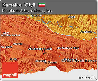 Political Panoramic Map of Kamak-e `Olyā