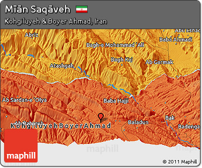 Political Panoramic Map of Mīān Saqāveh