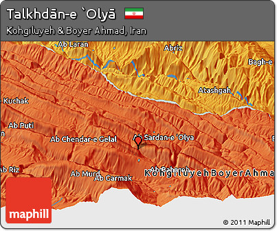 Political Panoramic Map of Talkhdān-e `Olyā