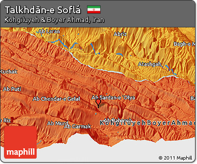 Political Panoramic Map of Talkhdān-e Soflá