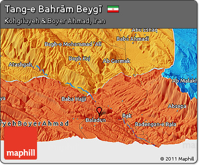Political Panoramic Map of Tang-e Bahrām Beygī